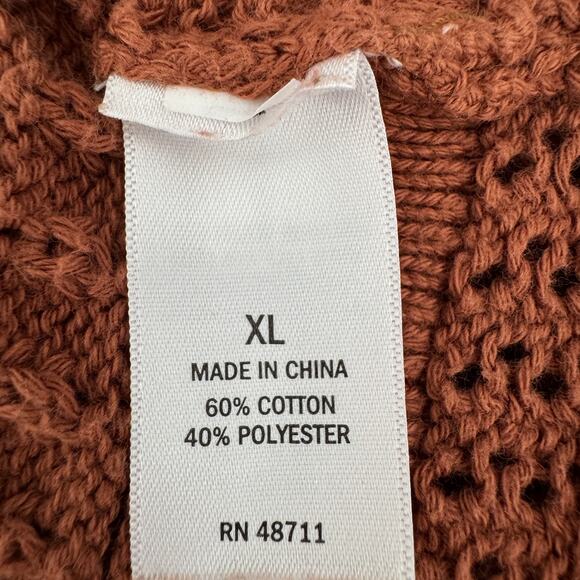 OPHELIA ROE Sweater Womens Large Rust Ribbed Crochet Boxy Boho - Picture 10 of 11